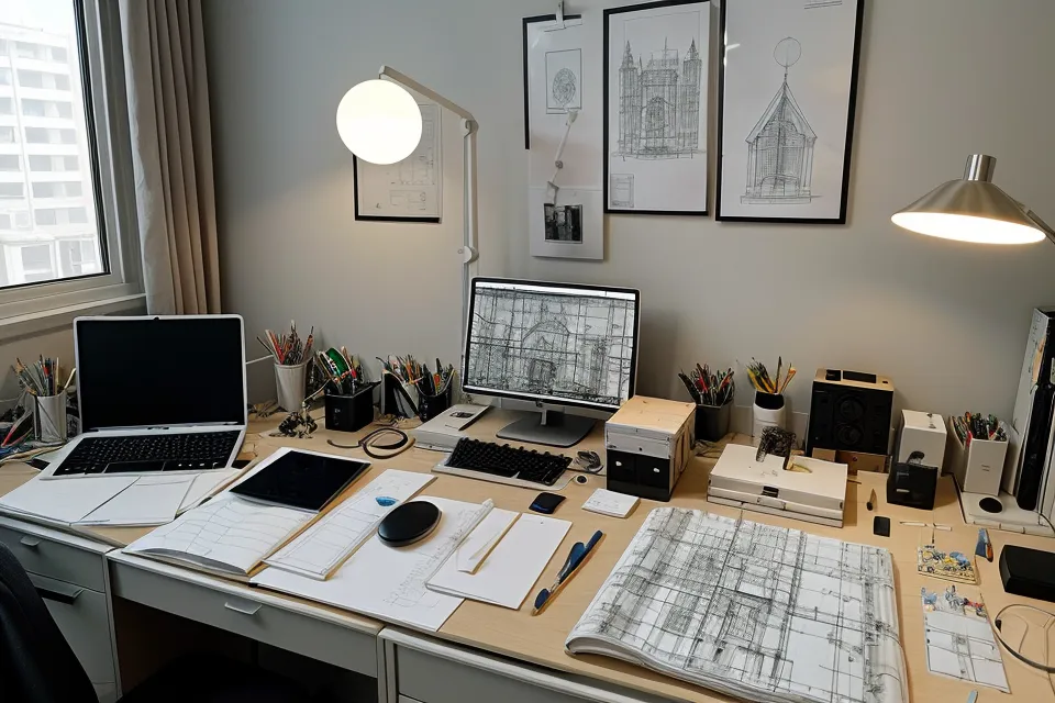 Lámina A1 de arquitectura impresa con boceto a mano integrado, lista para la crítica de taller