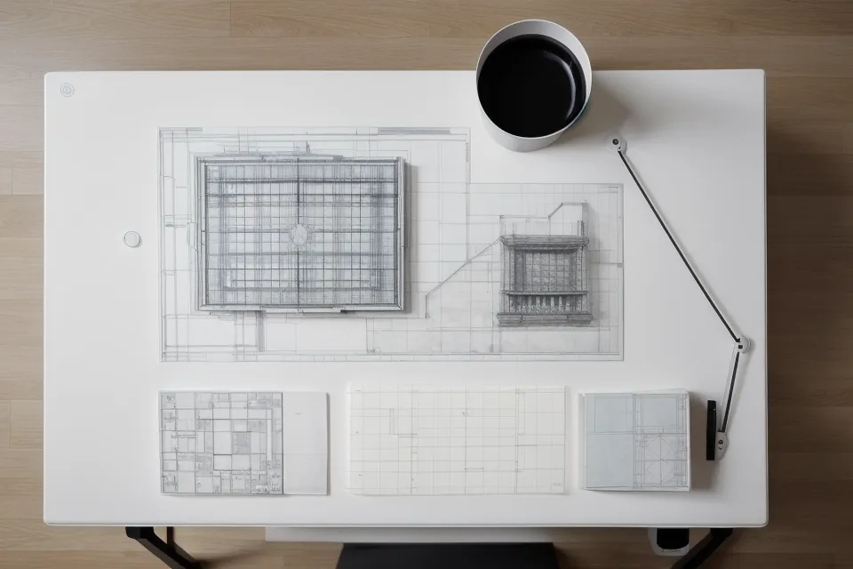 Plano de representación gráfica de un proyecto de arquitectura abierto en Illustrator para arquitectos