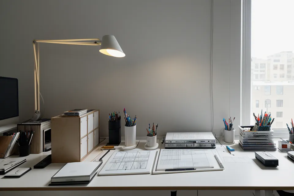 Paleta de colores y ajustes de grosor de línea en Illustrator para arquitectos, aplicados a un plano de tesis