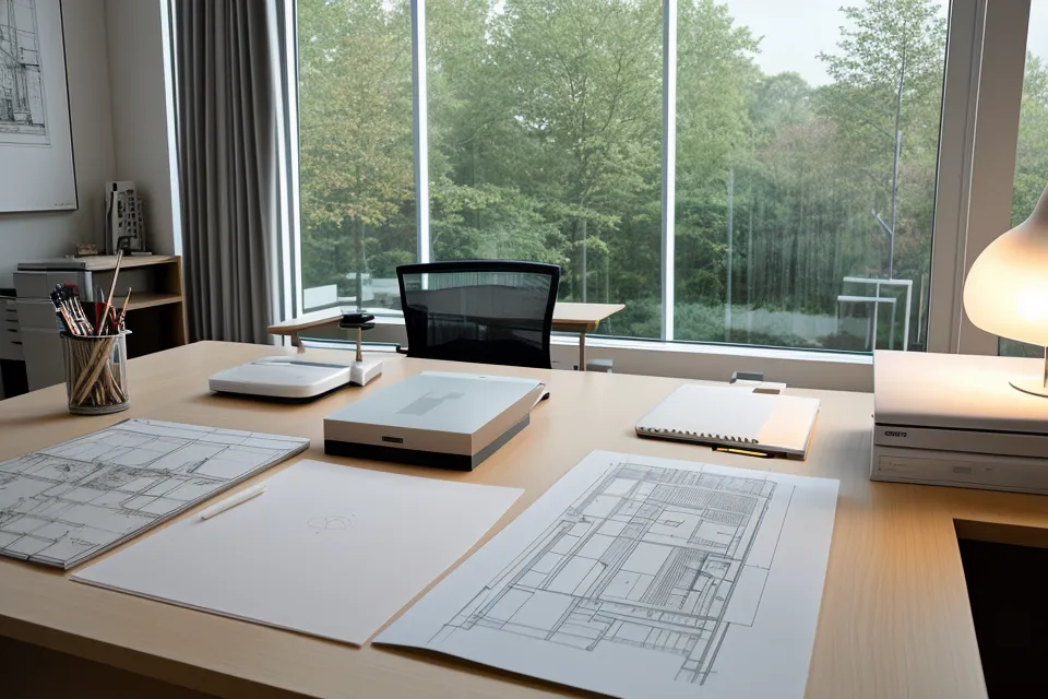 Sección arquitectónica con texturas y profundidad atmosférica trabajada en Illustrator
