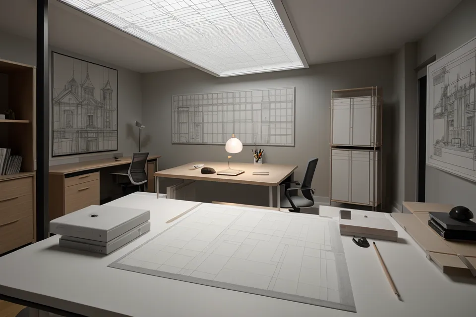 Portfolio de arquitectura maquetado en Adobe Illustrator por una estudiante con el plazo encima