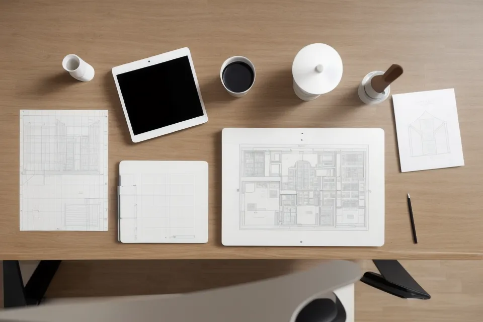 Panel de símbolos de Adobe Illustrator con iconos de mobiliario para planos de arquitectura