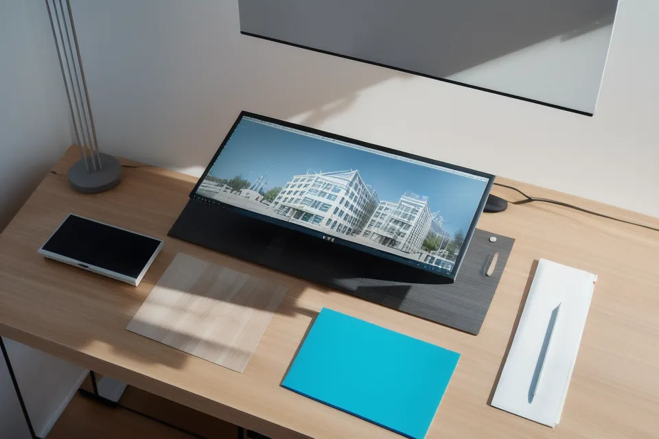 Comparación entre los colores RGB de un render de arquitectura en pantalla y su versión impresa en CMYK