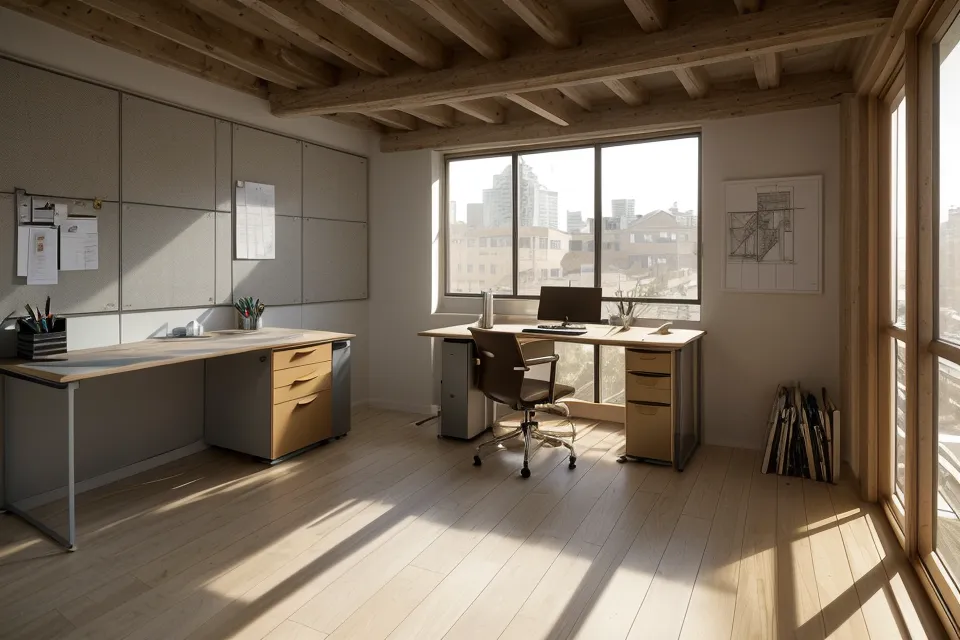 Panel de proyecto final de arquitectura maquetado en Illustrator junto a una lámina ya impresa