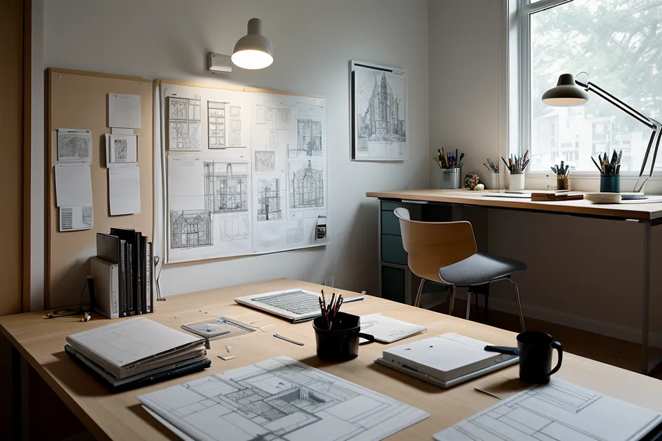 Lámina de portfolio de arquitectura impresa mostrando el contraste entre pantalla y papel