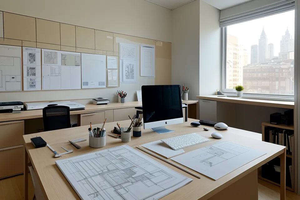 Plano de emplazamiento con un color de acento que resalta el edificio principal y marca la jerarquía visual de la lámina