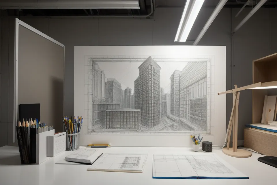 Estudiante de arquitectura ajustando grosores de línea de un diagrama axonométrico en una tableta digital
