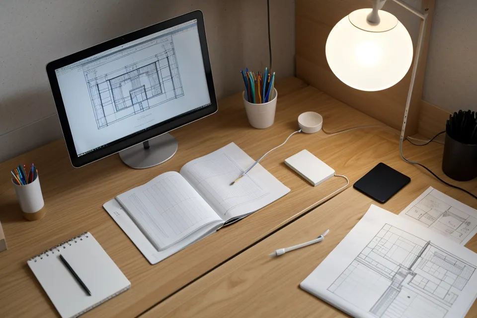 Detalle constructivo de dibujo técnico con grosor de línea ajustado para una lámina de PFC de arquitectura